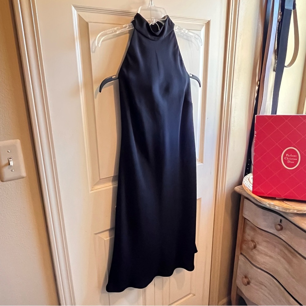 Evan Picone Black High-Neck Strappy-Back Midi Dress – Size 6